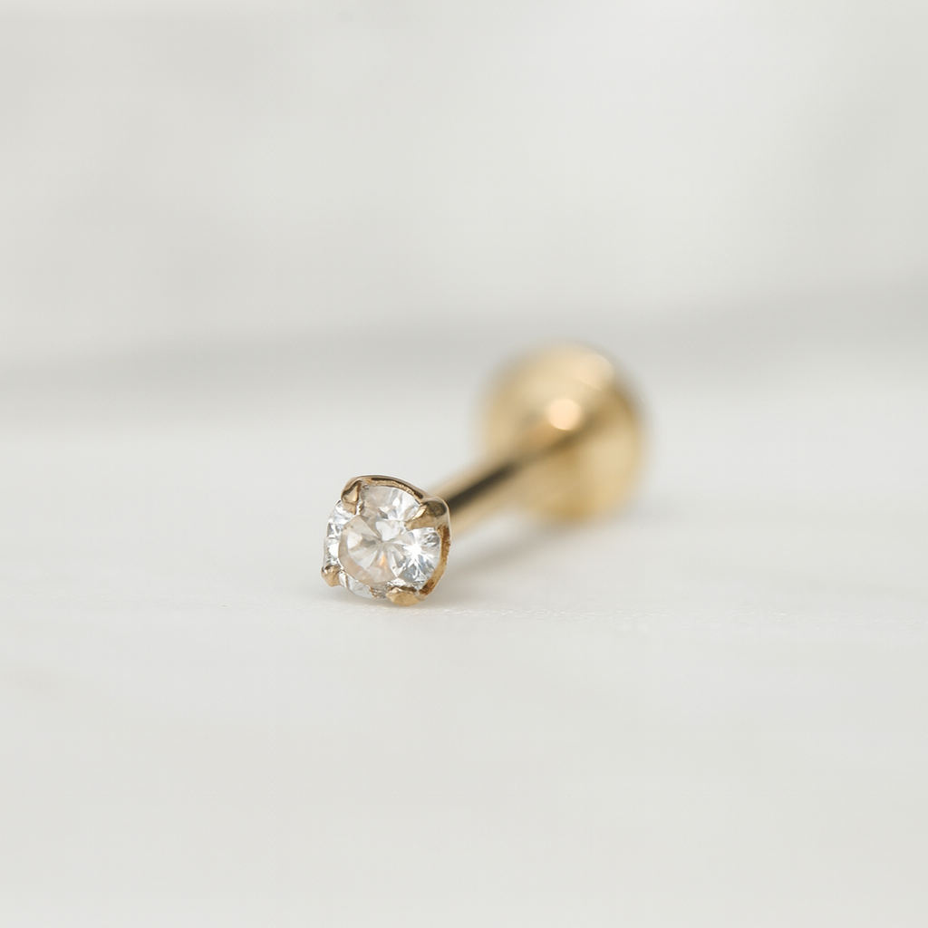 14K Gold Jewelled Push Fit Stud - Monster Piercing