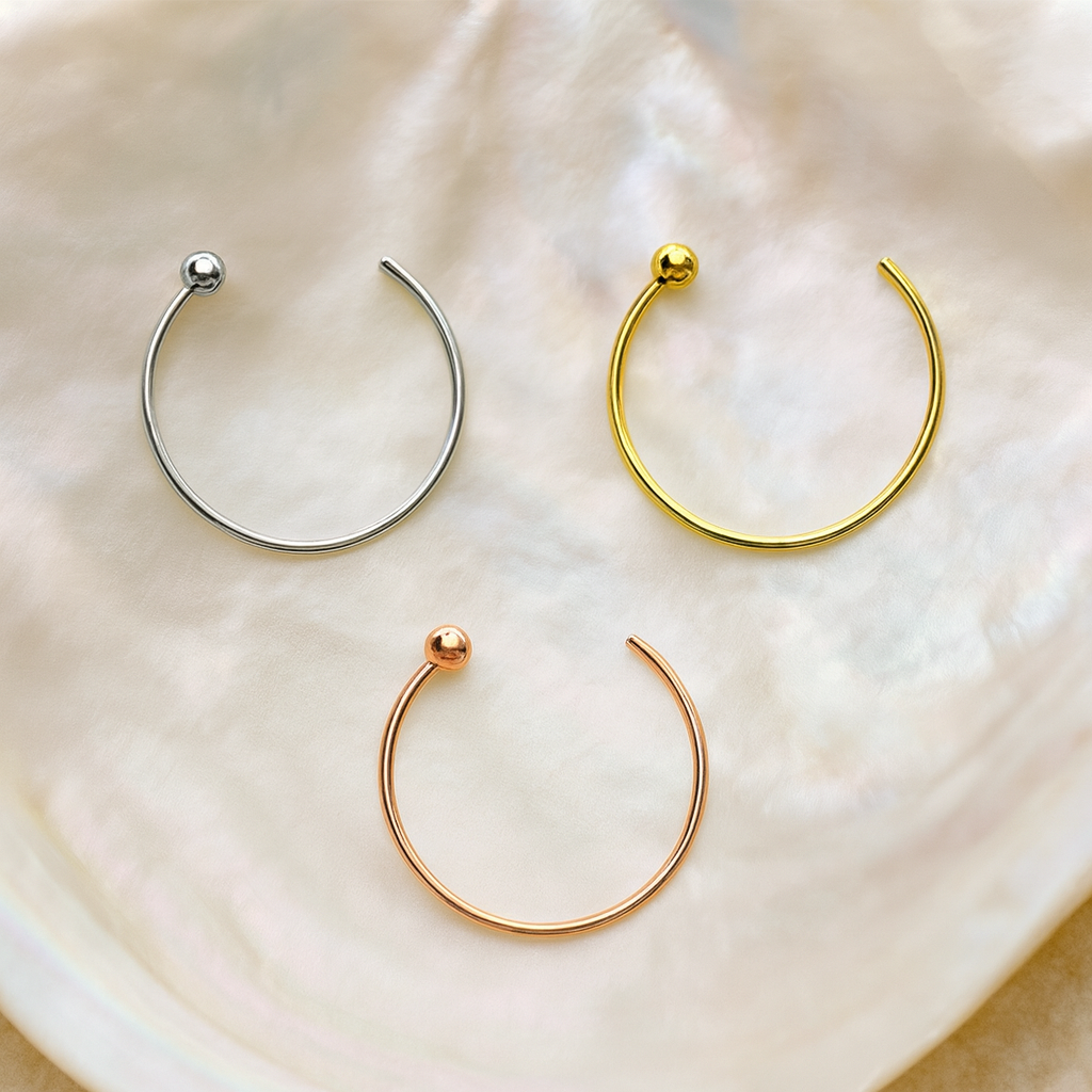 14K Gold Open Hoop Nose Ring - Monster Piercing