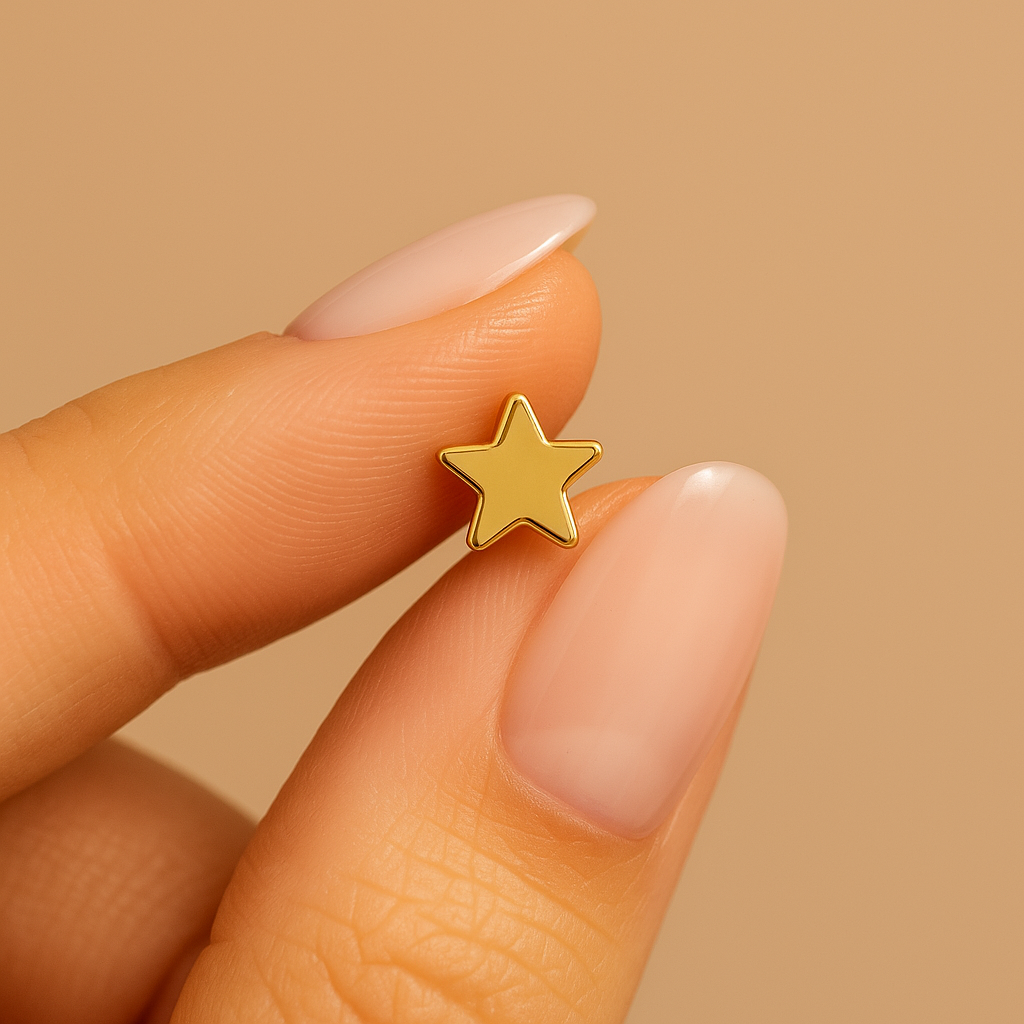 14K Gold Plain Star Nose Screw - Monster Piercing