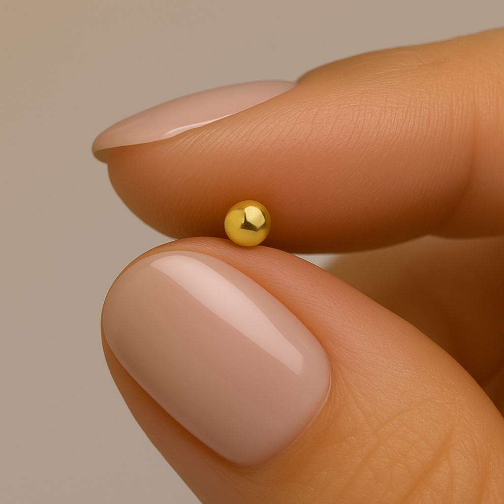9K Gold Plain Bead Ball Top Nose Bone Stud - Monster Piercing