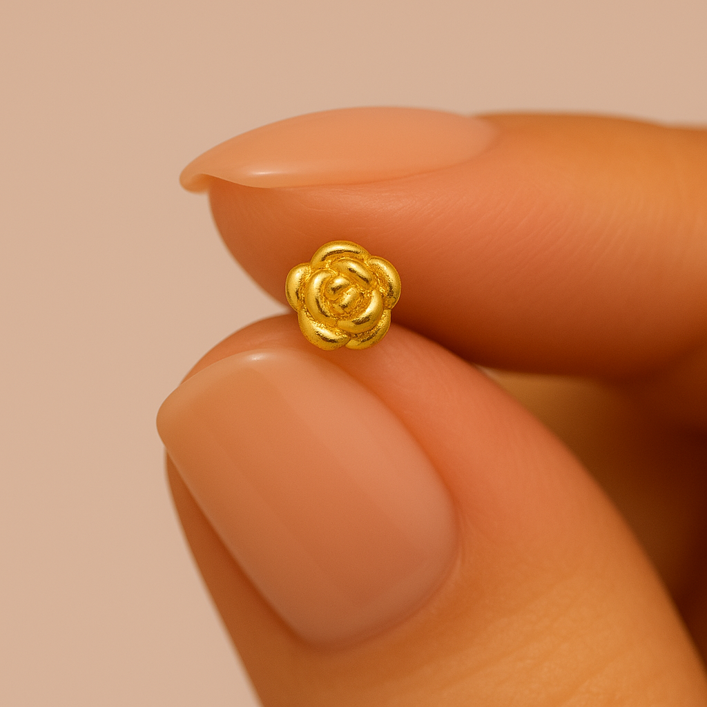 14K Gold Rose Nose Bone