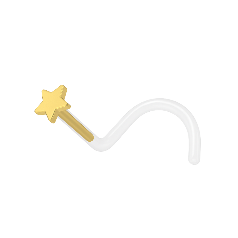14K Gold Star Bio Flex Nose Screw - Monster Piercing