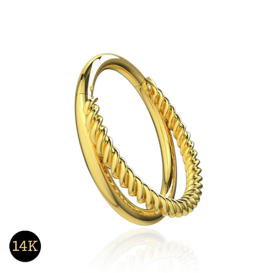 14K Gold Double Stack Hinged Segment Clicker Ring - Monster Piercing
