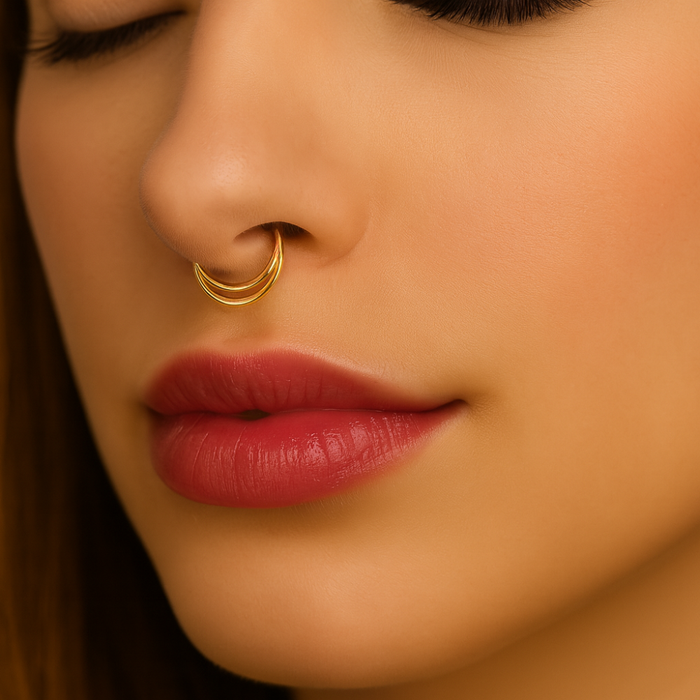 14K Gold Classic Double Ring Segment Clicker Ring - Monster Piercing