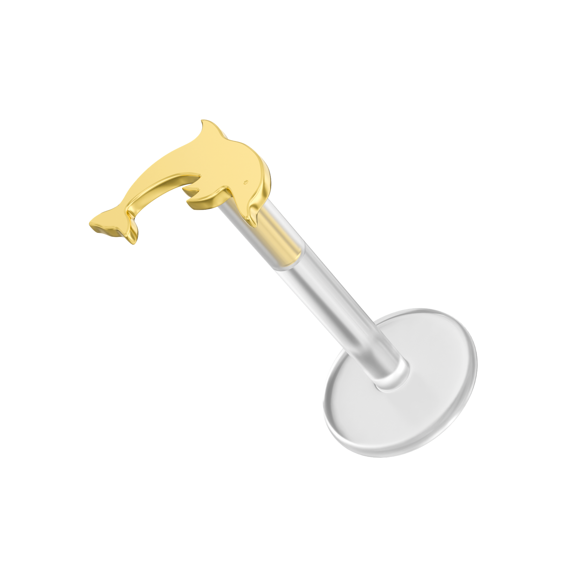 14K Gold Dolphin and BioFlex Stud - Monster Piercing