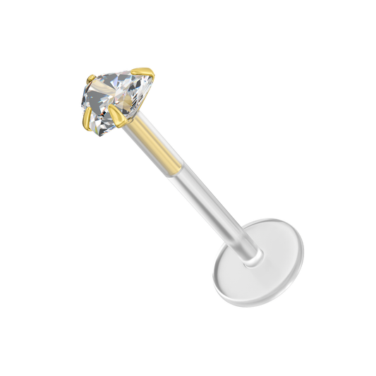 14K Gold Heart Head and BioFlex Stud - Monster Piercing