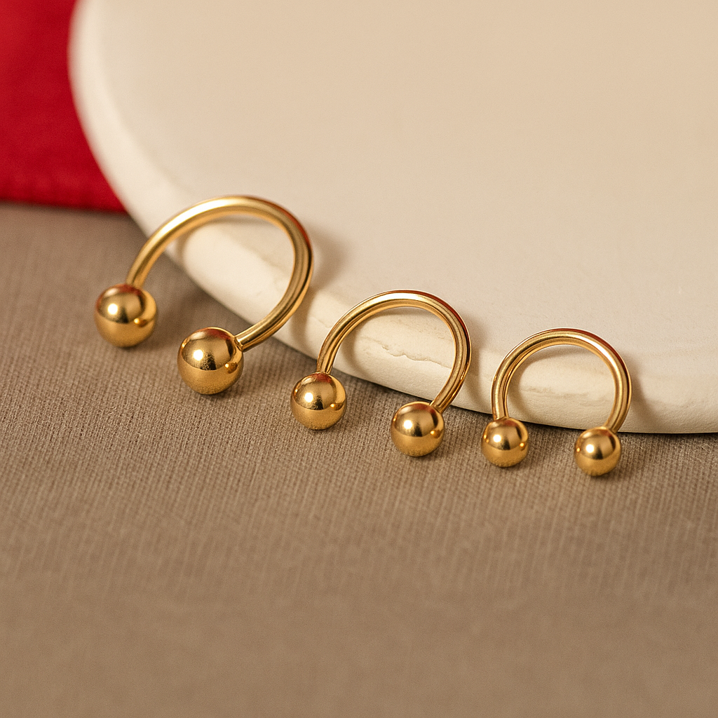 14K Gold Internally Threaded Circular Barbell - Monster Piercing