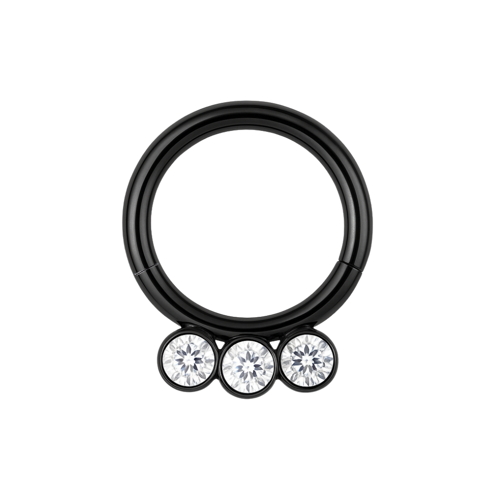 316L Surgical Steel and CZ Studded Hinged Segment Clicker Ring - Monster Piercing