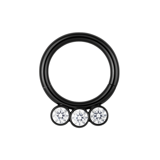 316L Surgical Steel and CZ Studded Hinged Segment Clicker Ring - Monster Piercing