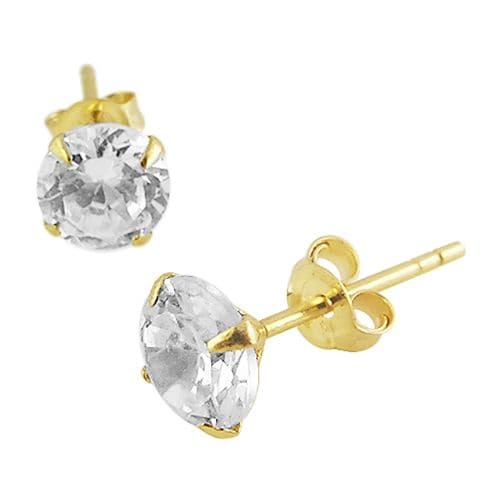 14K Solid Yellow Gold CZ Ear Stud - Monster Piercing