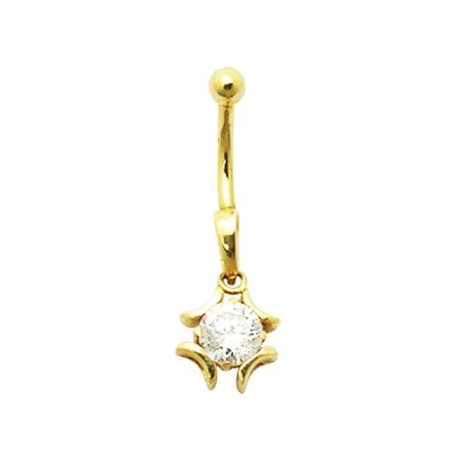 14K Gold Gemstone Dangling Belly Ring - Monster Piercing