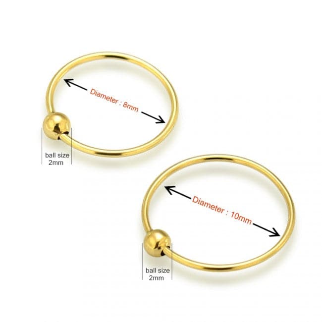 14K Gold BCR Nose Hoop Ring - Monster Piercing