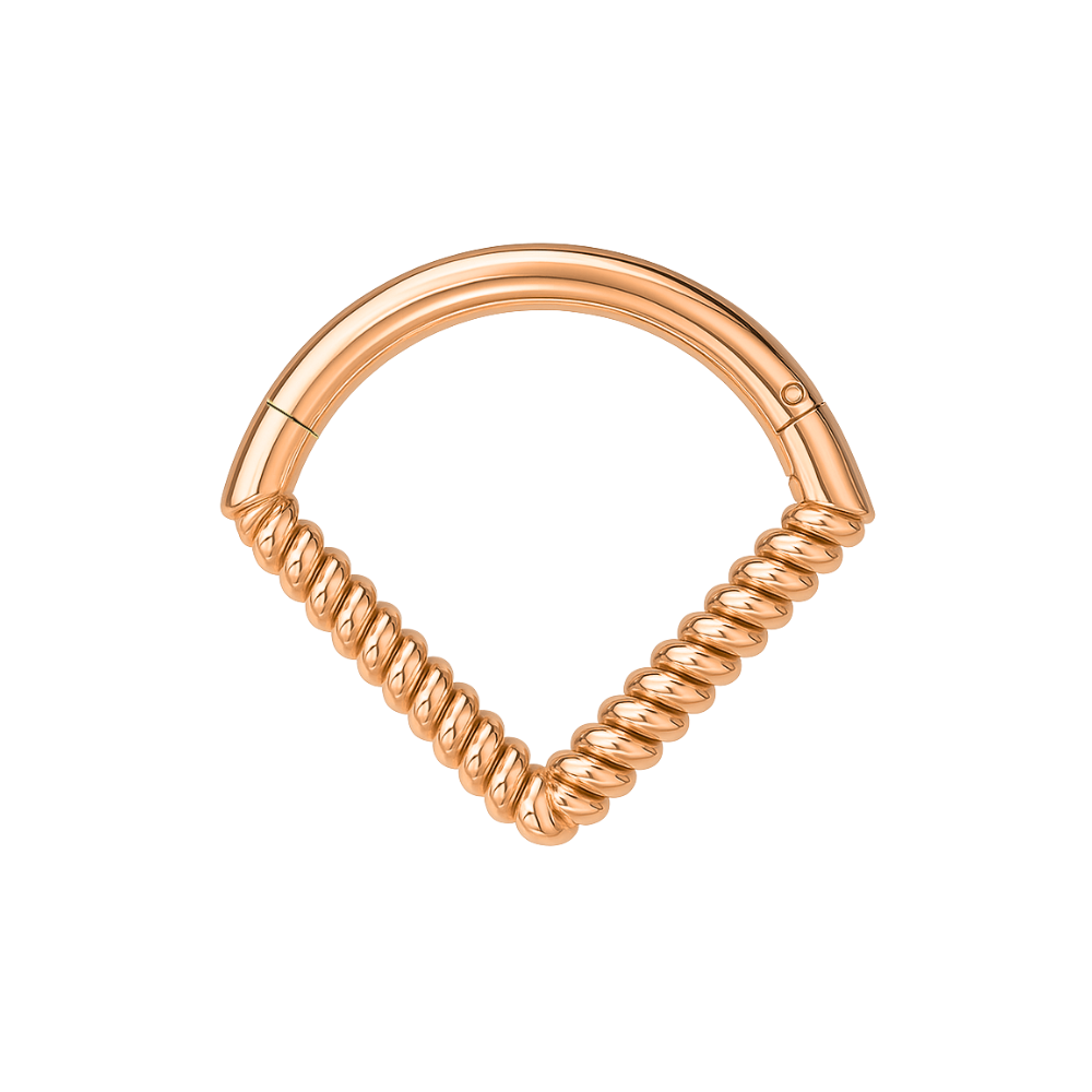 925 Sterling Silver Twisted V-Shape Hinged Braided Segment Clicker Ring - Monster Piercing