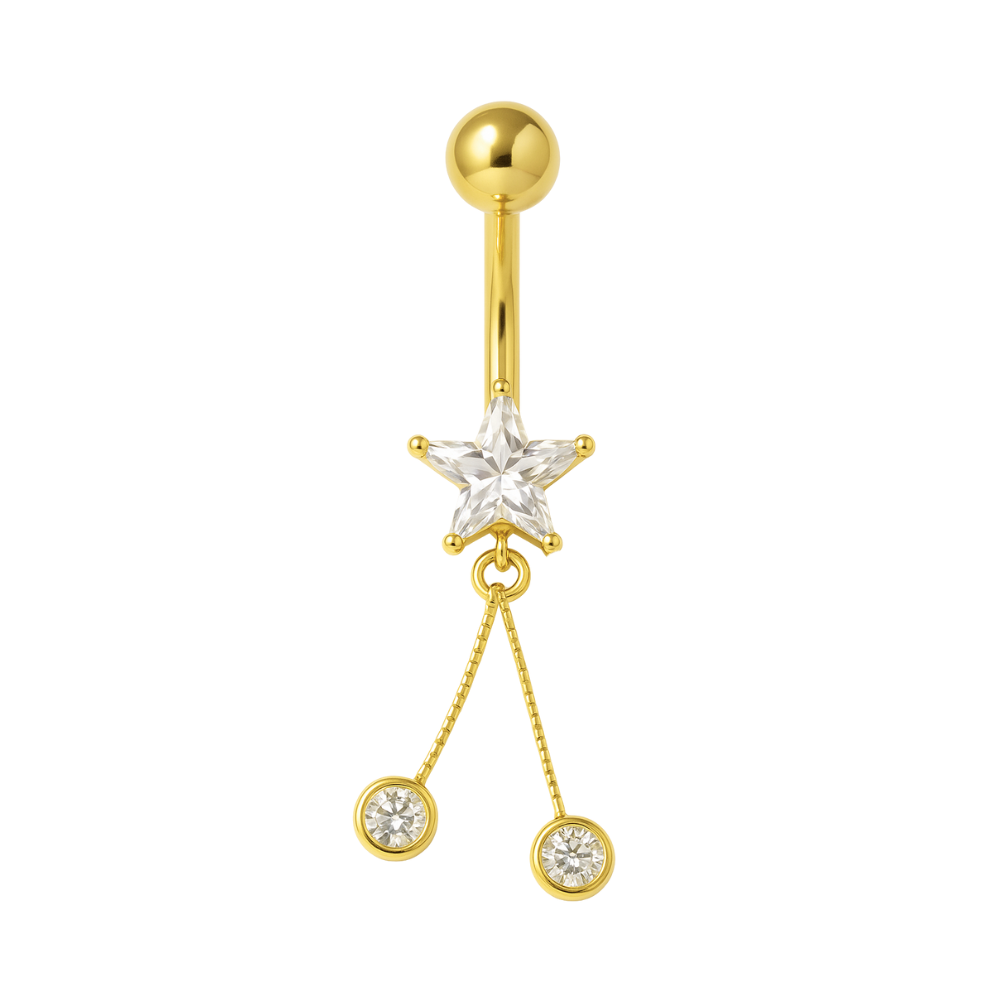 14K Gold Star Belly Ring