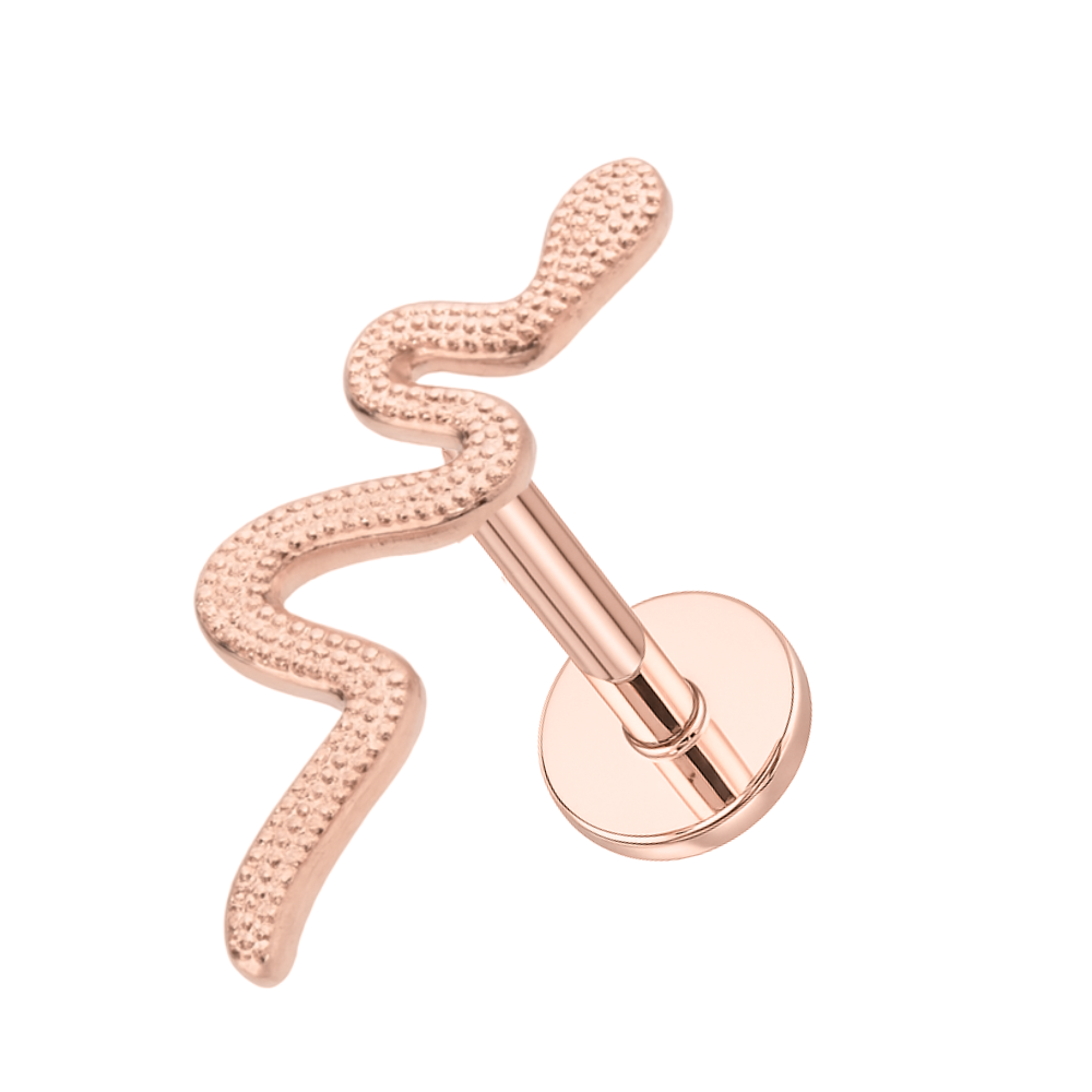 316L Surgical Steel Plane Snake Internally Threaded Flatback Stud