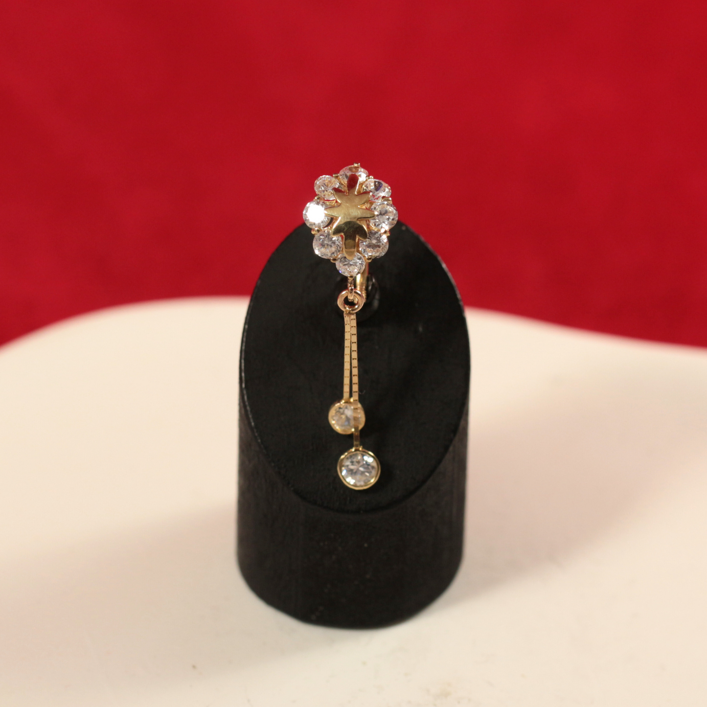 14K Gold Studded Danglers Belly Ring - Monster Piercing