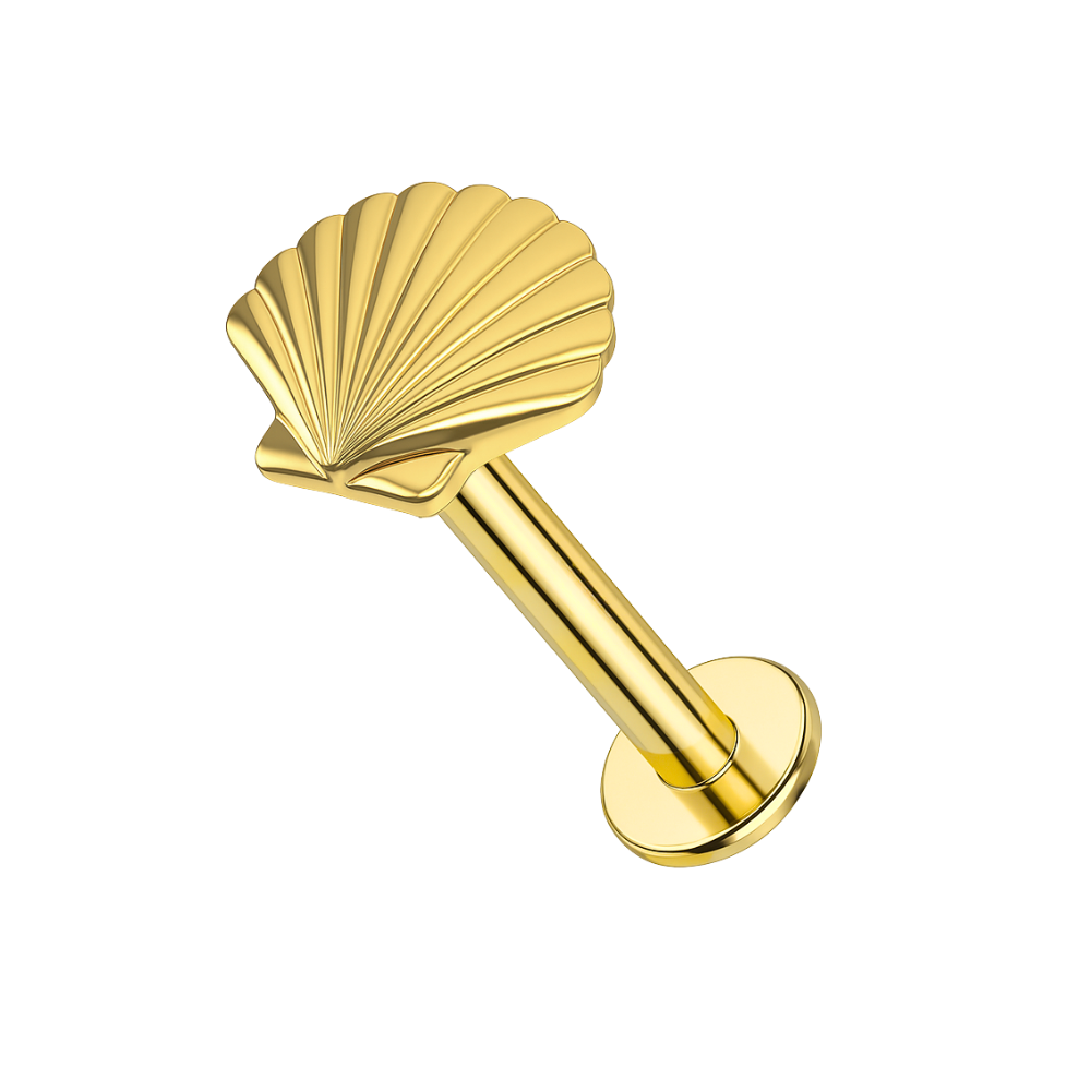 14K Gold Internally Threaded Shell Screw Fit Stud - Monster Piercing