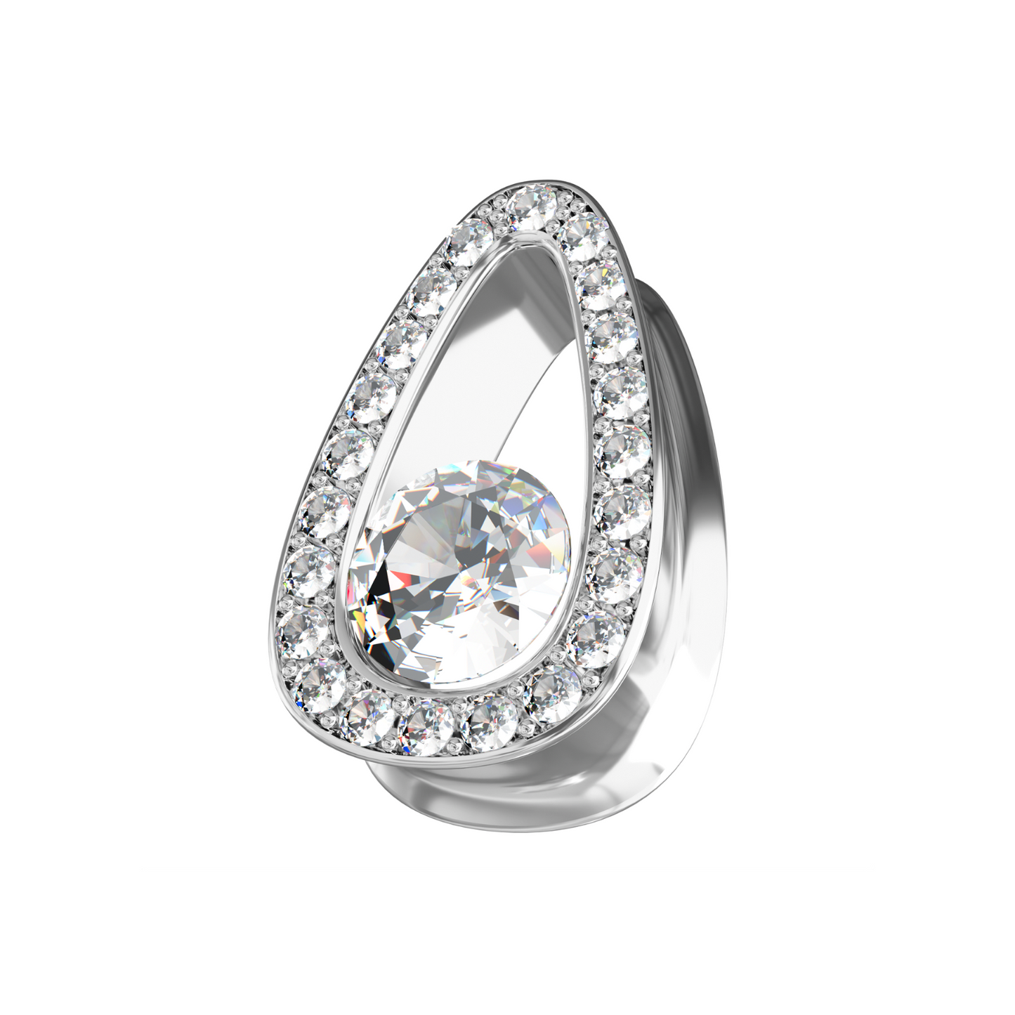 316L Surgical Steel Clear CZ Jewelled Tear Drop Ear Plug - Monster Piercing