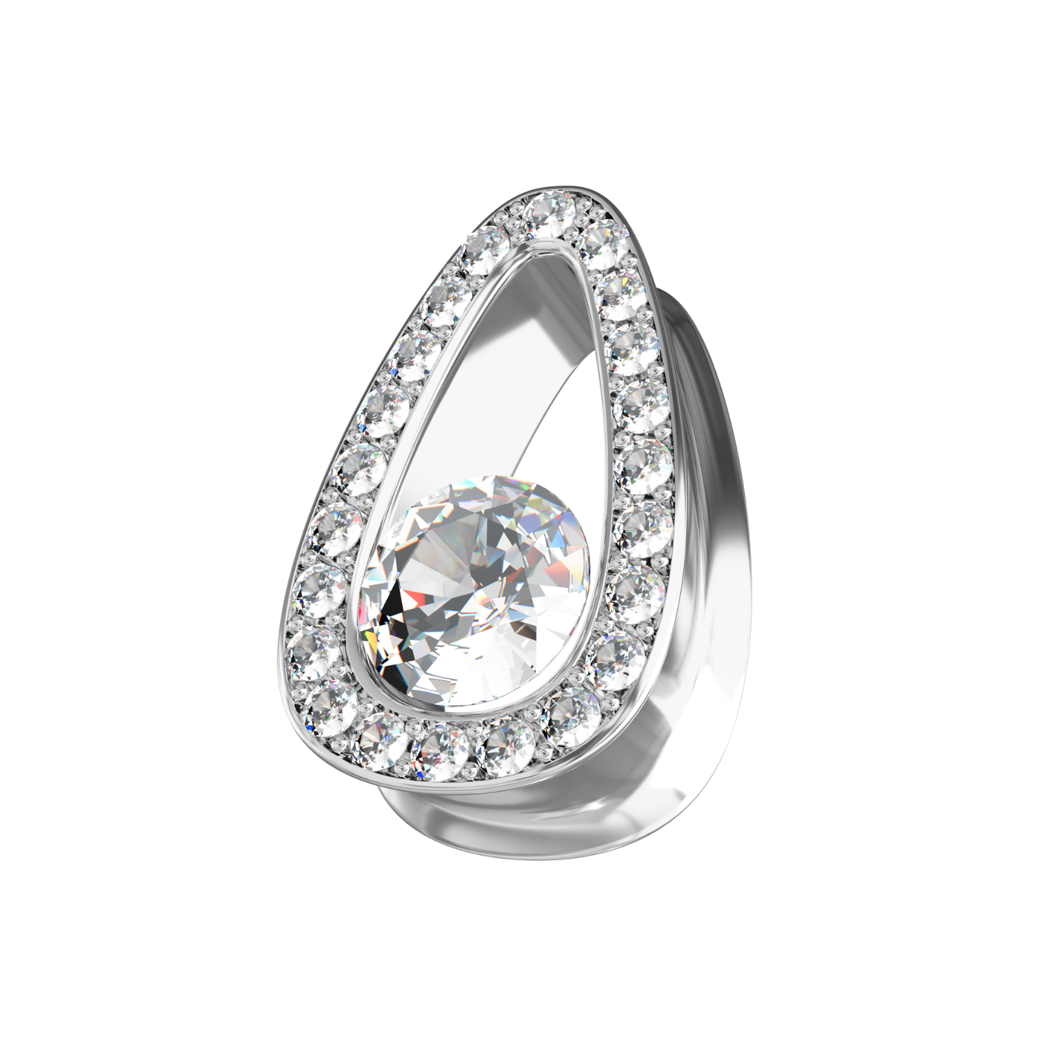 316L Surgical Steel Clear CZ Jewelled Tear Drop Ear Plug - Monster Piercing