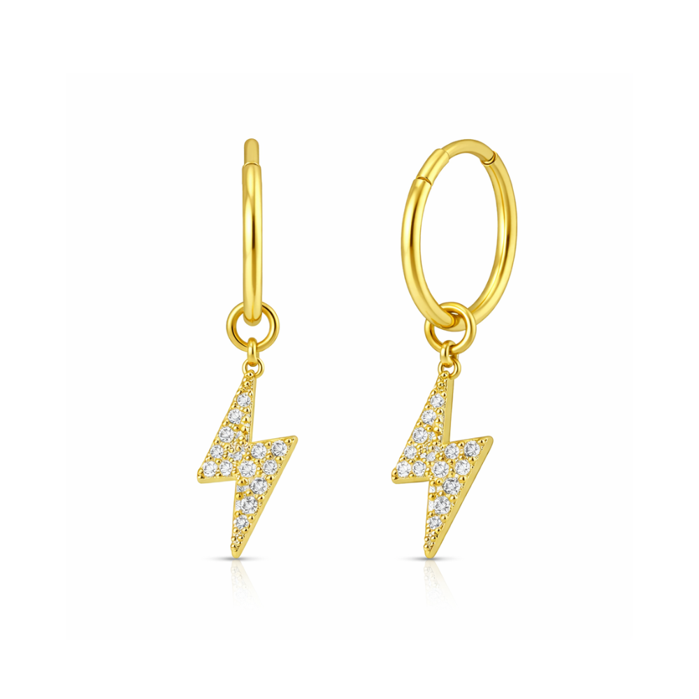 316L Surgical Steel CZ Jewelled Dangling Flash Hinged Earring Pair