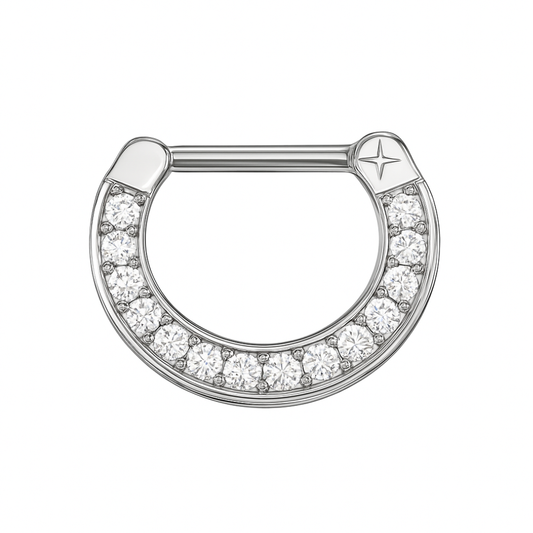 316L Surgical Steel Wreath of Sparkle CZ's Septum Clicker Ring