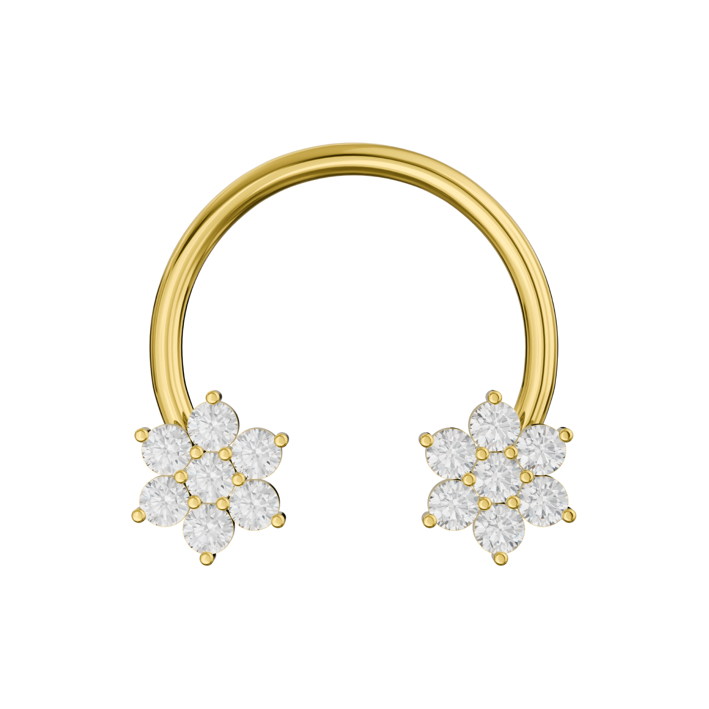 316L Surgical Steel Horseshoe Circular Bar with Floral Flower Septum Piercing - Monster Piercing