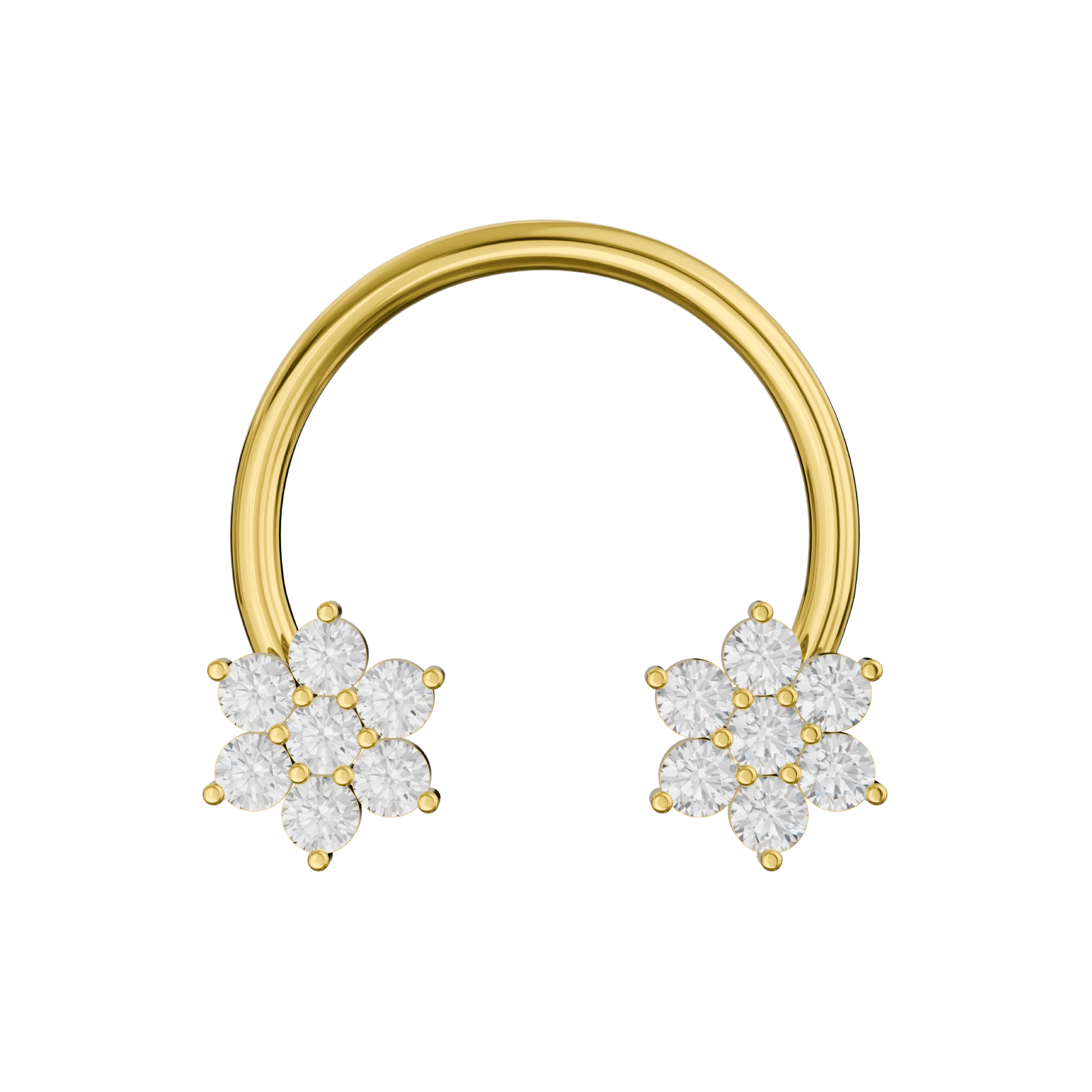 316L Surgical Steel Horseshoe Circular Bar with Floral Flower Septum Piercing - Monster Piercing