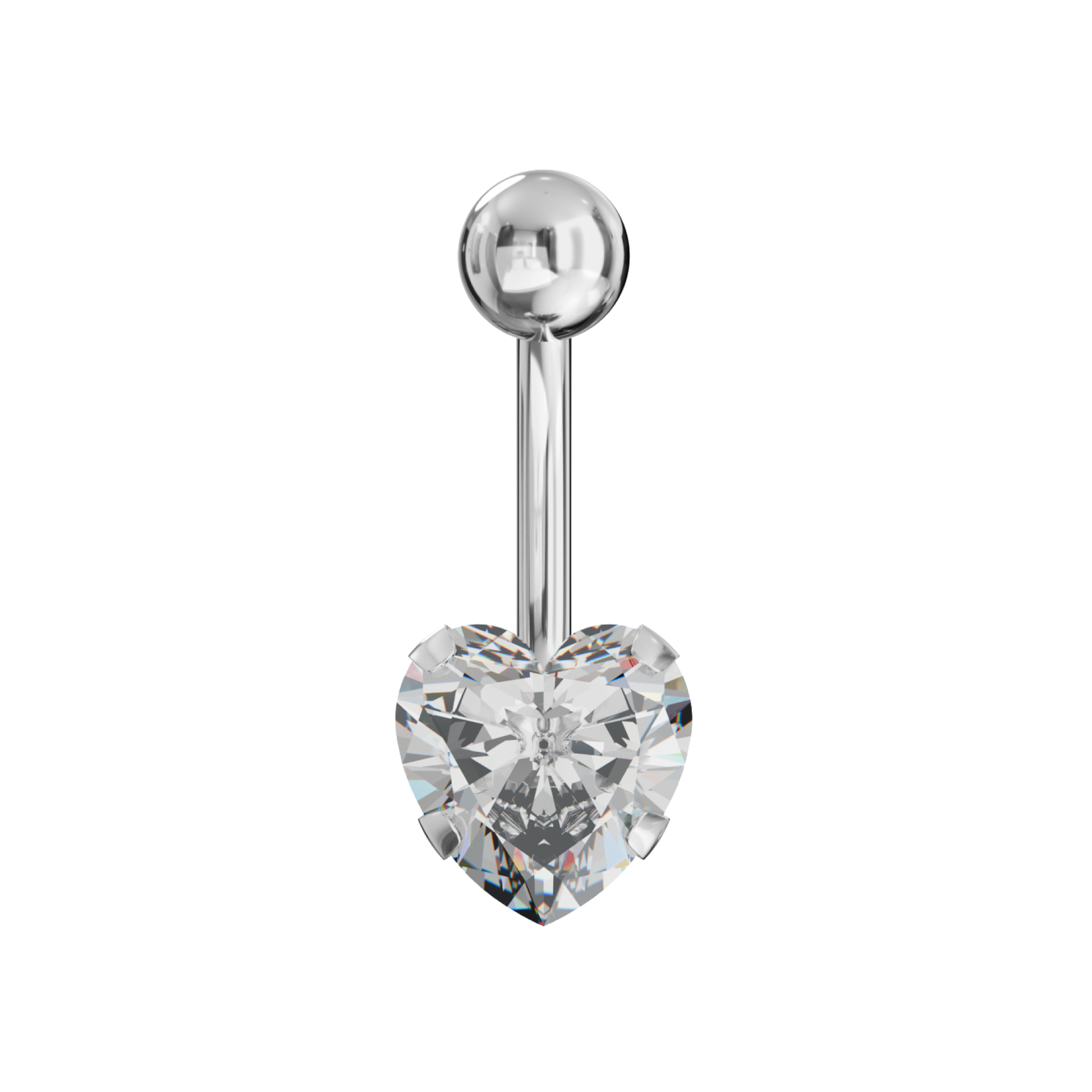 316L Surgical Steel Studded Heart Belly Ring - Monster Piercing