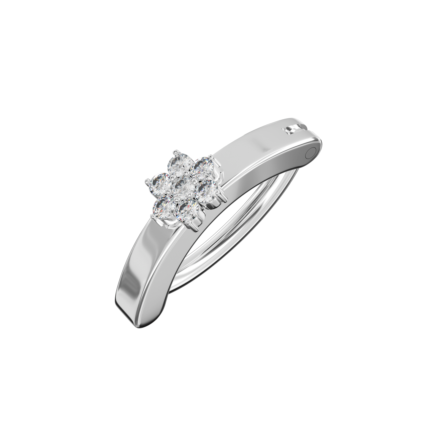 316L Surgical Steel Cubic Zirconia Flower Curved Clicker Belly Ring - Monster Piercing