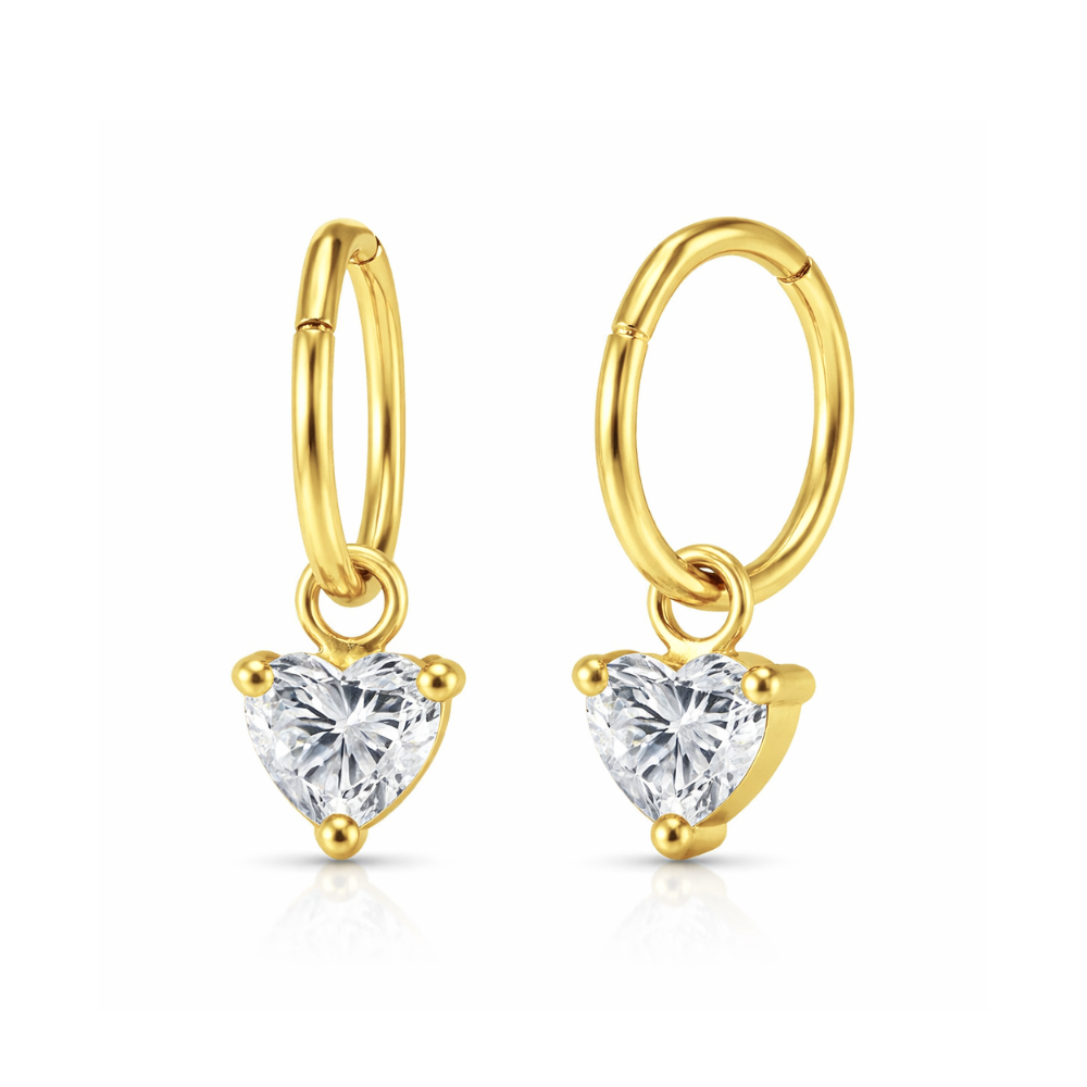 925 Sterling Silver Heart Drop Hinged Clickers