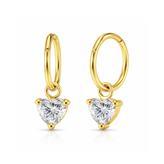 925 Sterling Silver Heart Drop Hinged Clickers