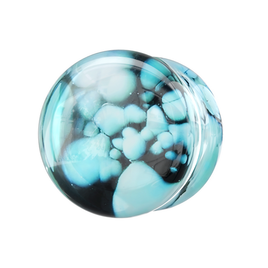 Pyrex Glass Aqua Pebble Ear Plug - Monster Piercing