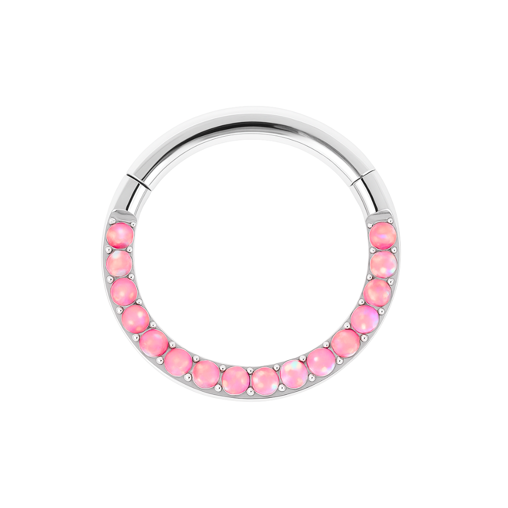 316L Surgical Steel Opal Studded Hinged Clicker Segment Ring - Monster Piercing