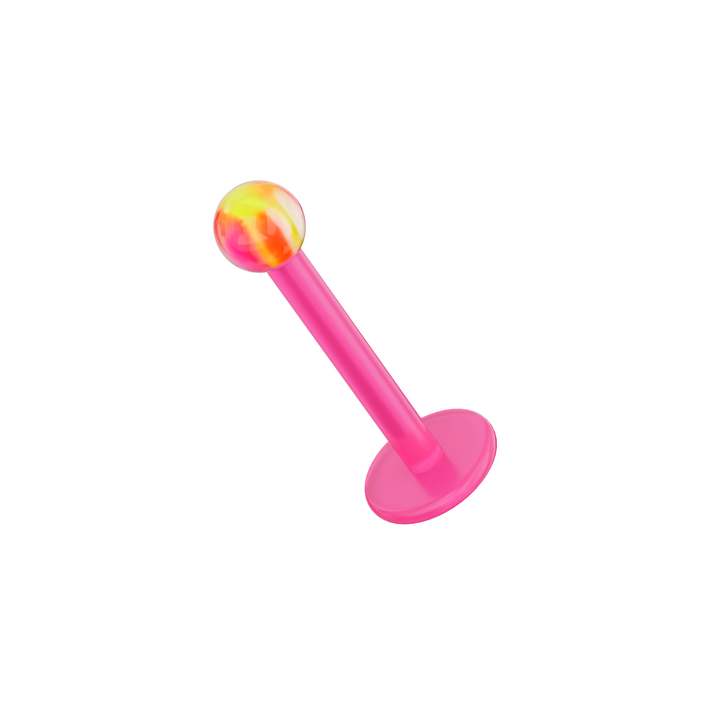 UV Pink Labret with Tye-Dye UV Ball (Pack of 10) - Monster Piercing