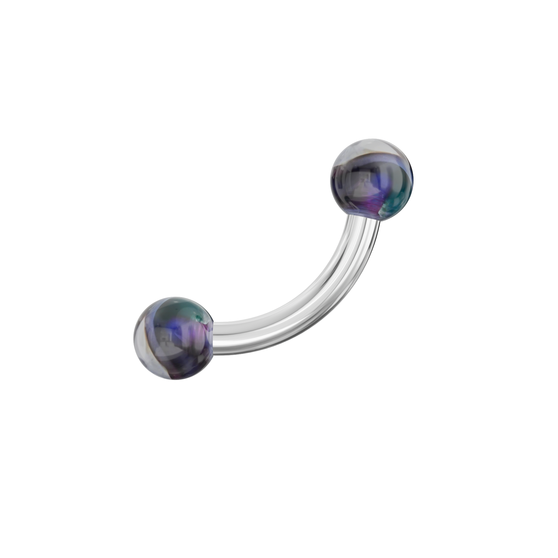 316L Surgical Steel Curved Bar with Trippy Marble UV Ball (Pack of 10) - Monster Piercing