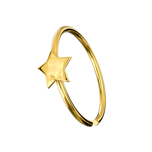 925 Sterling Silver Star Open Nose Hoop Ring - Monster Piercing