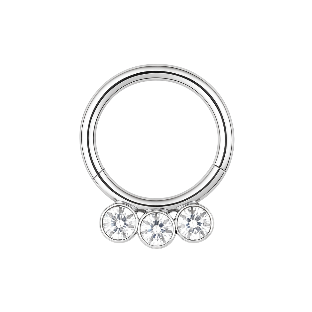 316L Surgical Steel and CZ Studded Hinged Segment Clicker Ring - Monster Piercing