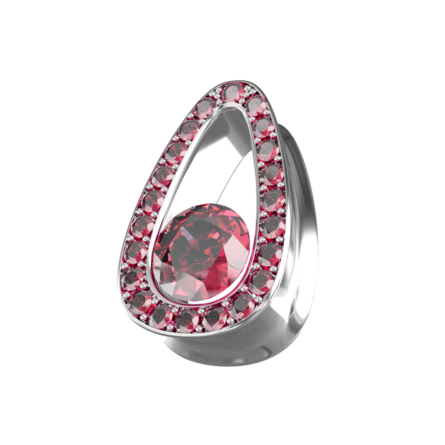 316L Surgical Steel Pink Jewelled Tear Drop Ear Plug - Monster Piercing