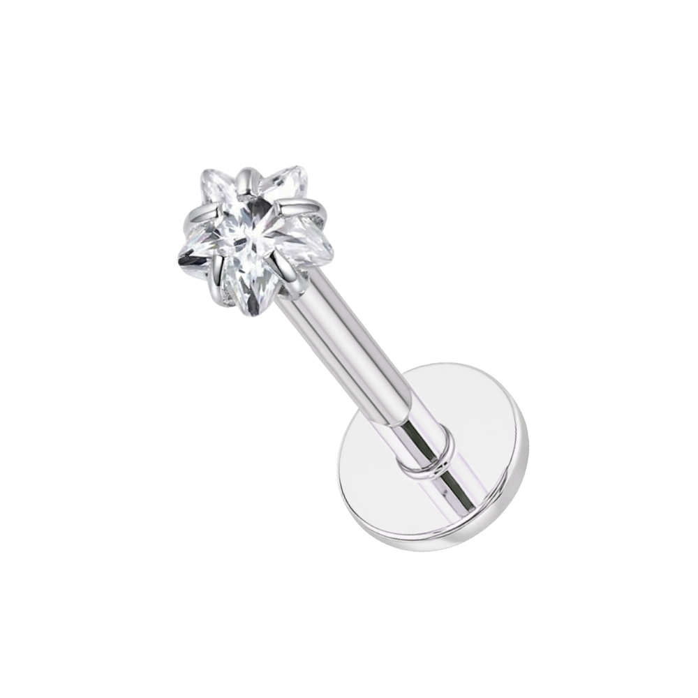 316L Surgical Steel Internal Threaded Madonna Labret with Star Jeweled Top