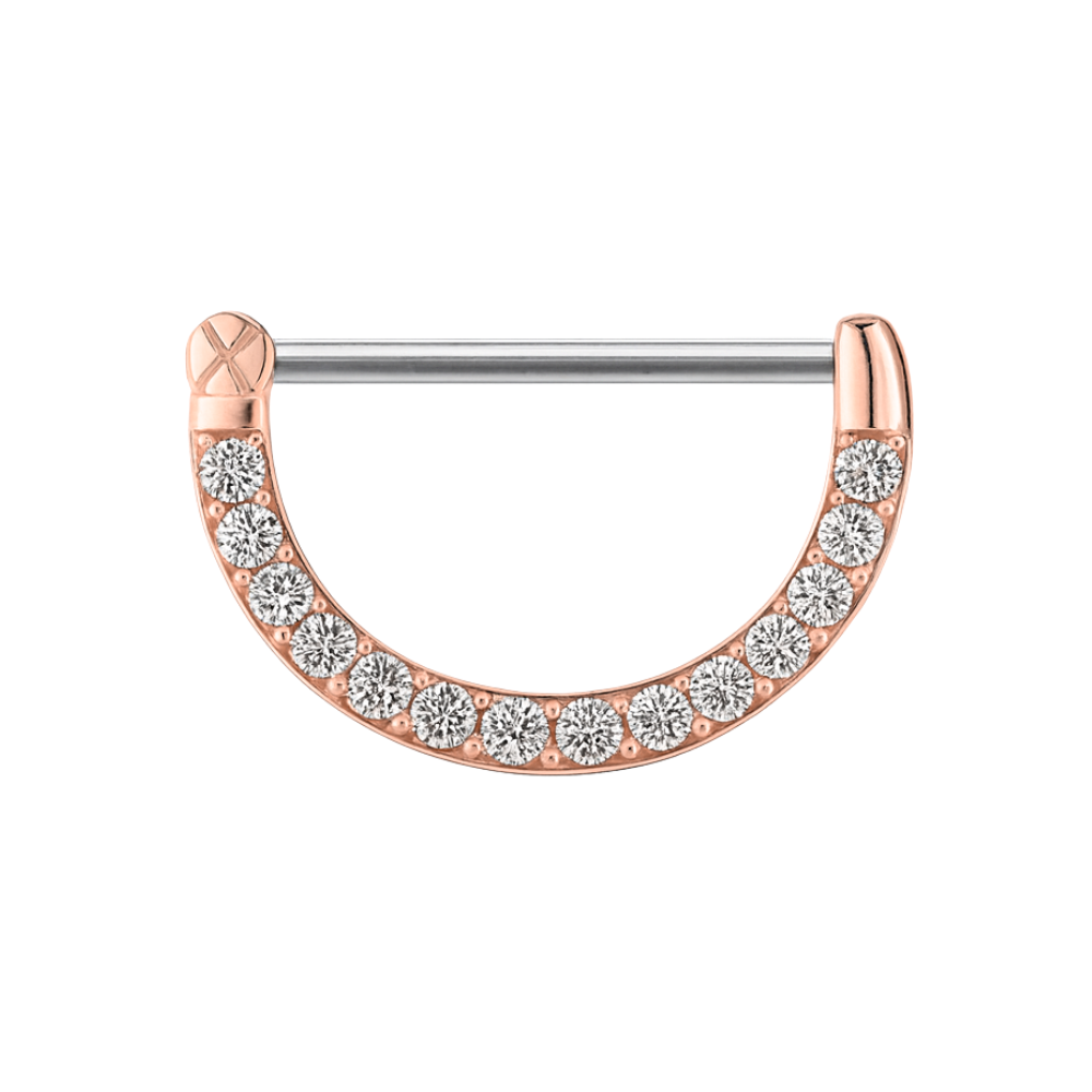 316L Surgical Steel Multi Round Jewelled CZ Nipple Clicker Ring Rose Gold