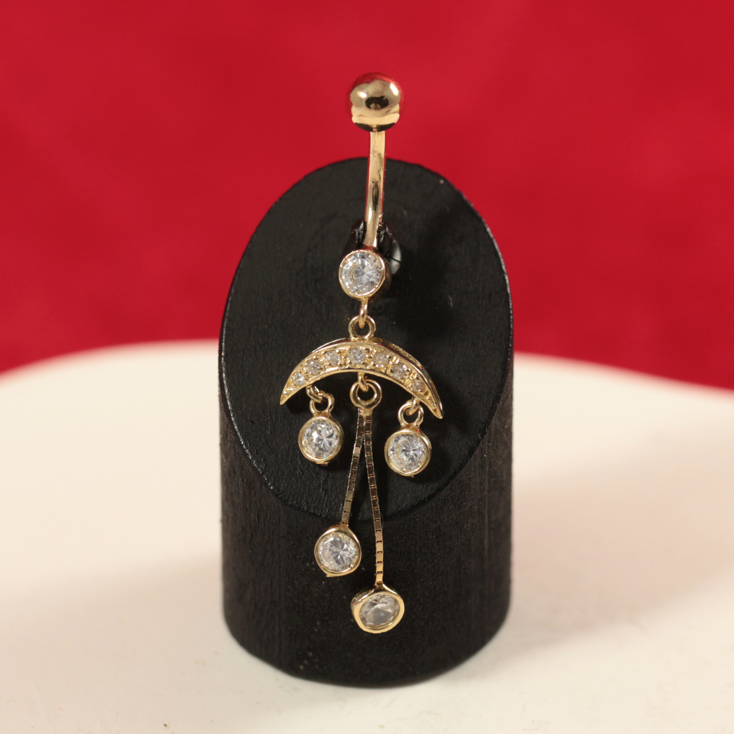 14K Gold Studded Dreamcatcher Belly Ring - Monster Piercing