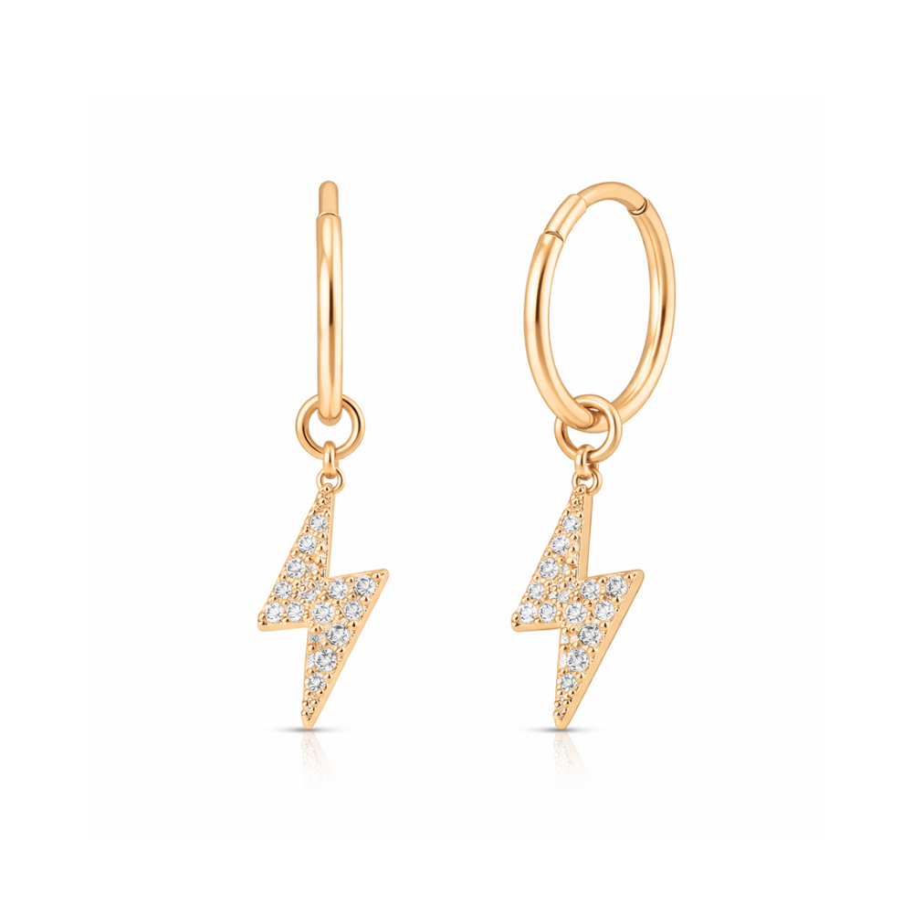 316L Surgical Steel CZ Jewelled Dangling Flash Hinged Earring Pair