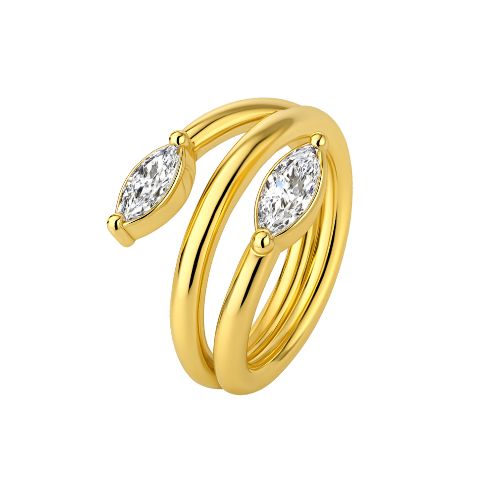 316L Surgical Steel Twin Marquise Hinged Segment Clicker Ring - Monster Piercing