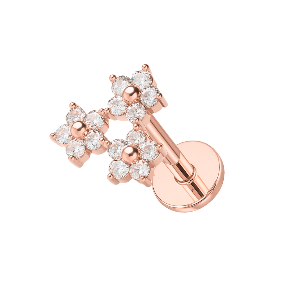 316L Surgical Steel Trinity Floral Flower Flatback Cartilage Ear Stud