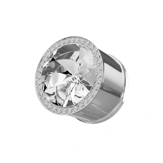 316L Surgical Steel Jewelled Fan Internally Threaded Tunnel - Monster Piercing