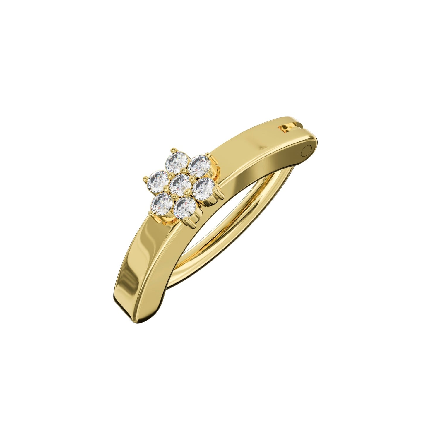 316L Surgical Steel Cubic Zirconia Flower Curved Clicker Belly Ring - Monster Piercing