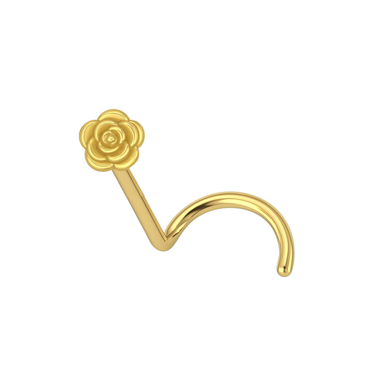 14K Gold Rose Nose Screw Stud - Monster Piercing