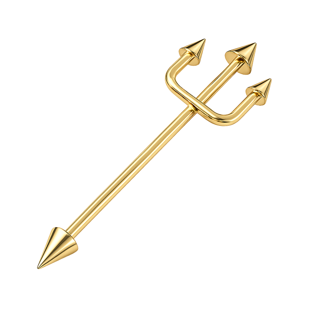316L Surgical Steel Trident Industrial Barbell