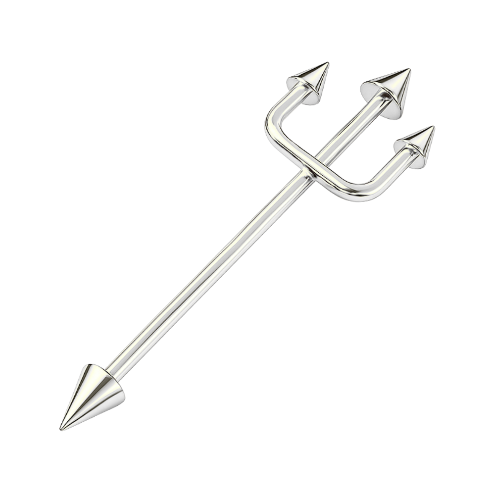 316L Surgical Steel Trident Industrial Barbell