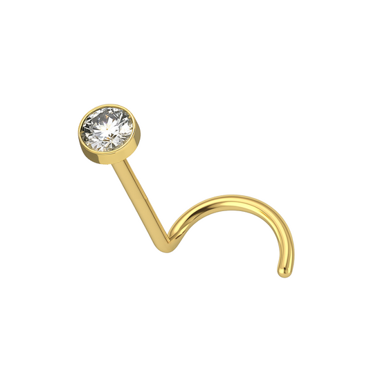 9K Gold Bezel Stone Set Nose Screw